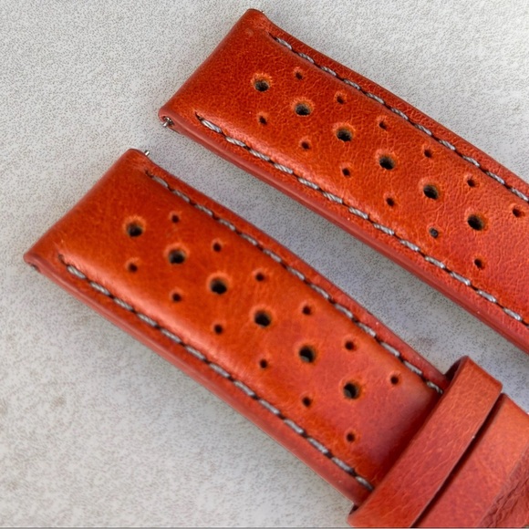✅Quick Release Premium Handmade Genuine Leather Watch Strap Rally Racing 20mm